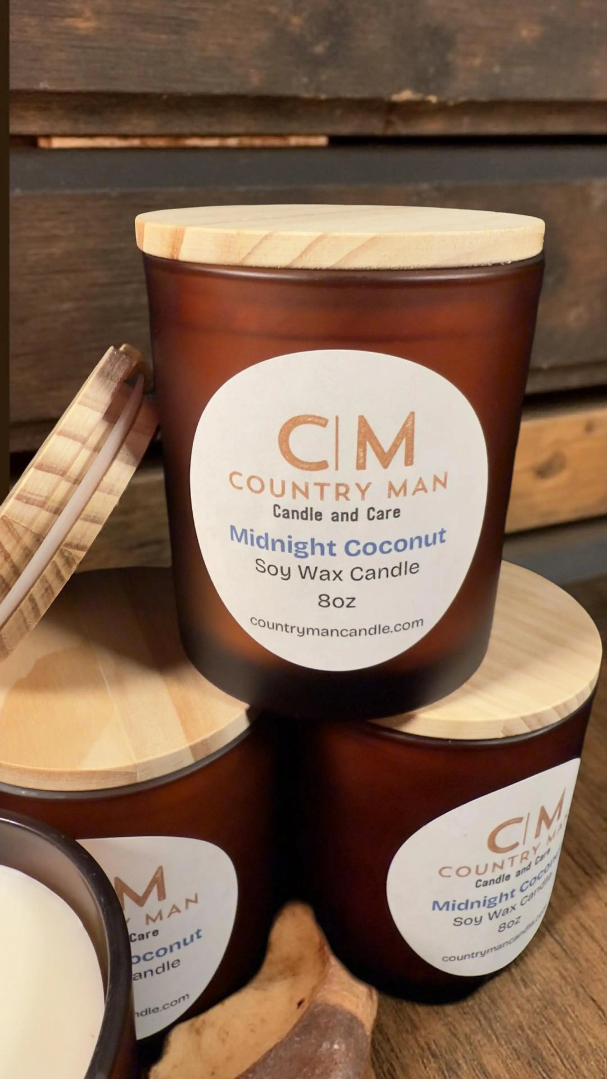 Midnight Coconut Soy Wax Candle (8oz) Country Man Candle and Care