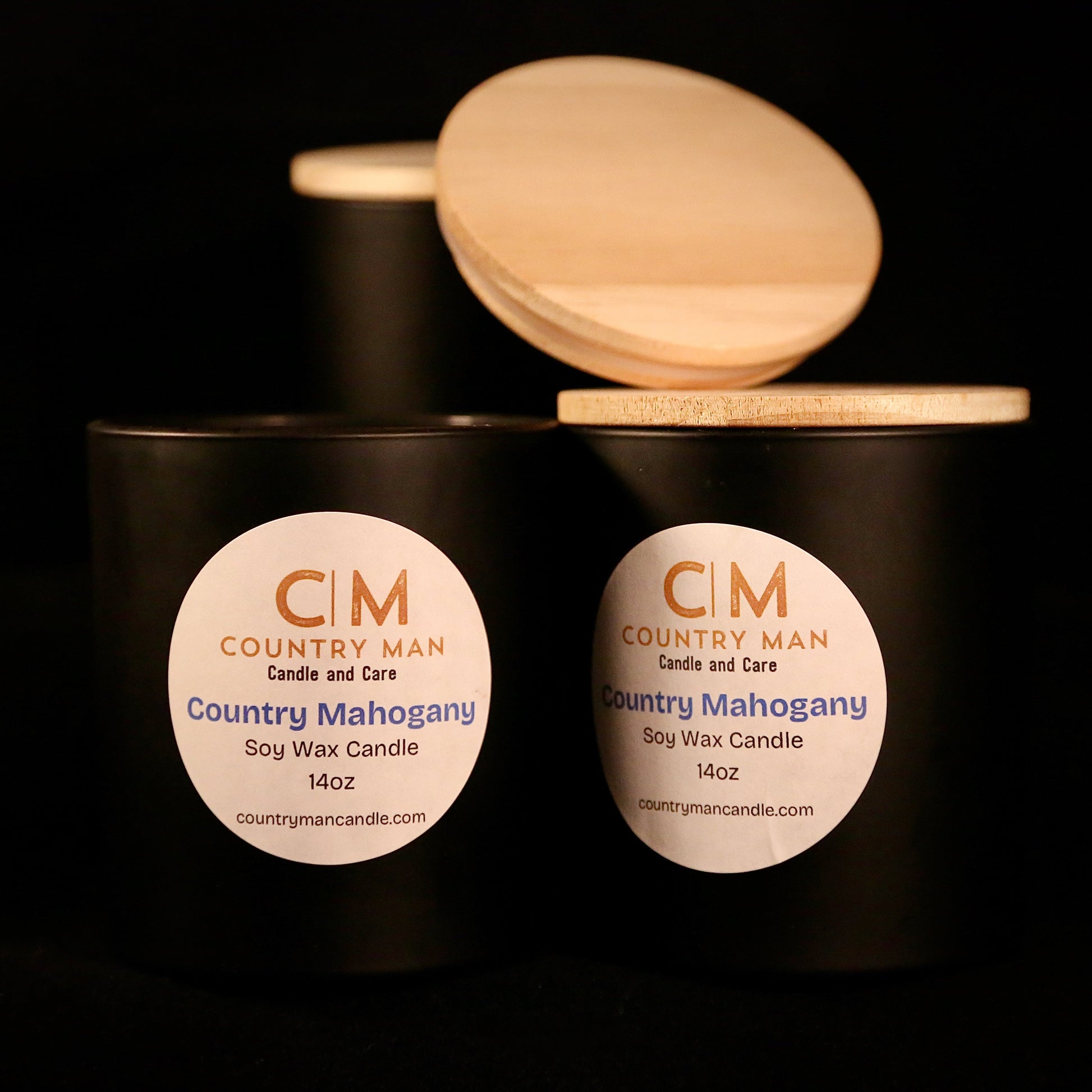 Country Mahogany Soy Wax Candle (14oz) Country Man Candle and Care