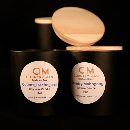 Country Mahogany Soy Wax Candle (14oz) Country Man Candle and Care