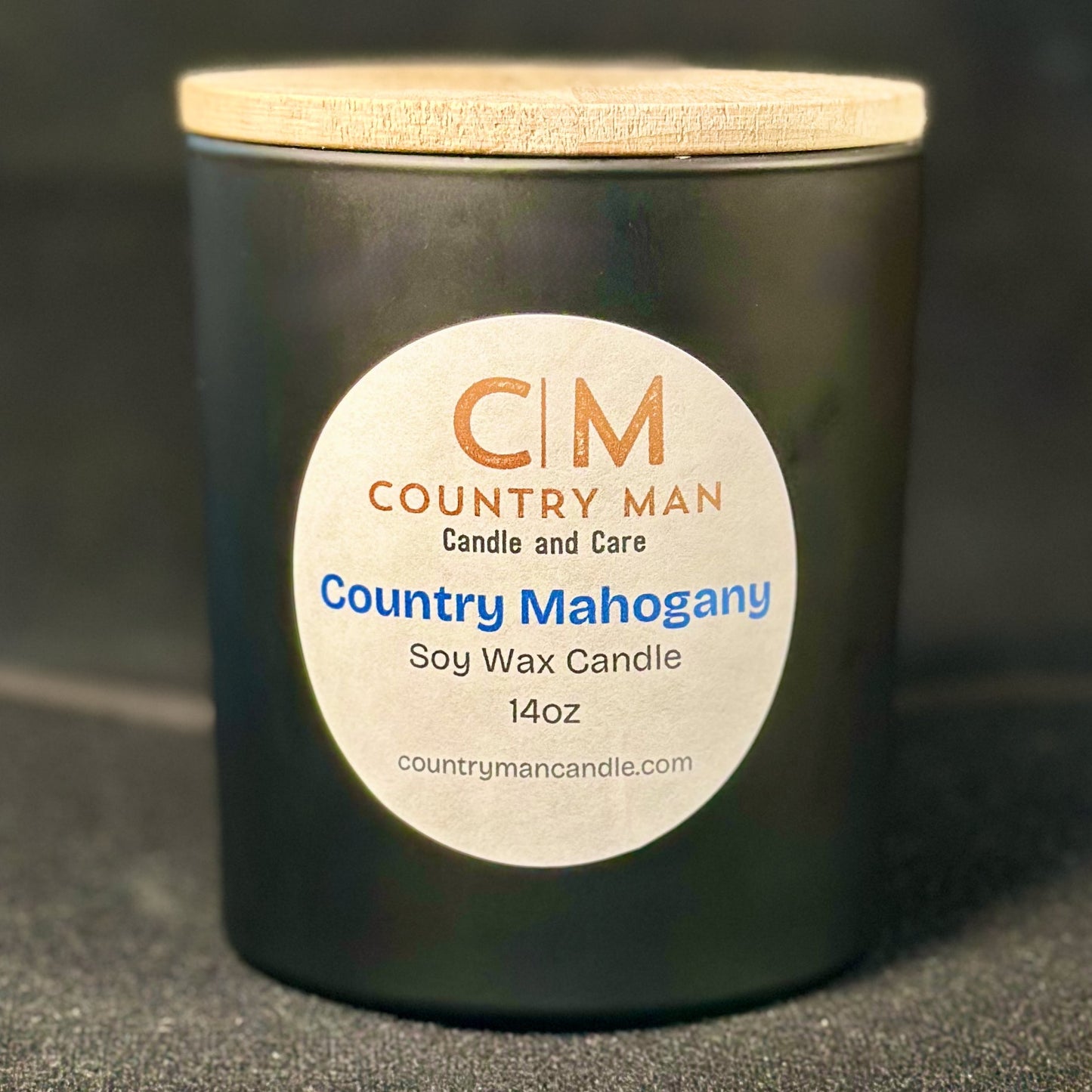 Country Mahogany Soy Wax Candle (14oz) Country Man Candle and Care