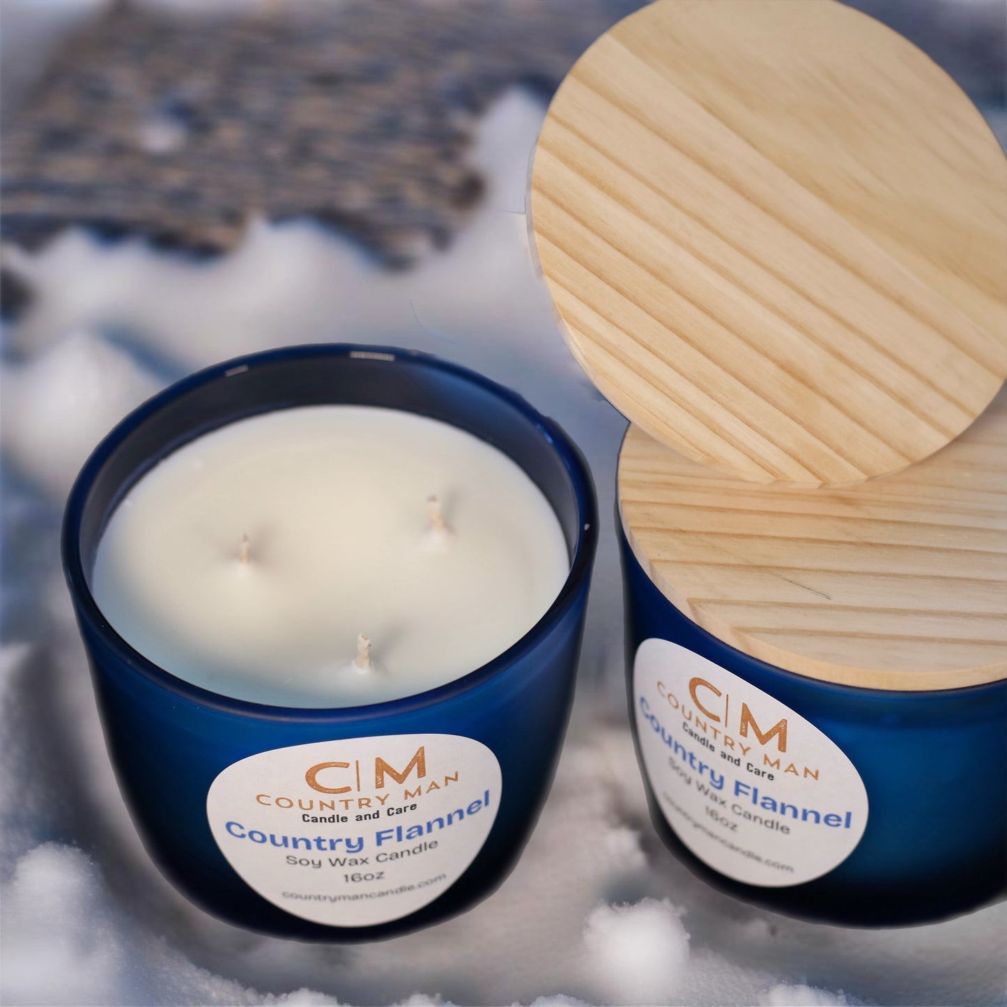 Country Flannel Soy Wax Candle (16oz) Country Man Candle and Care