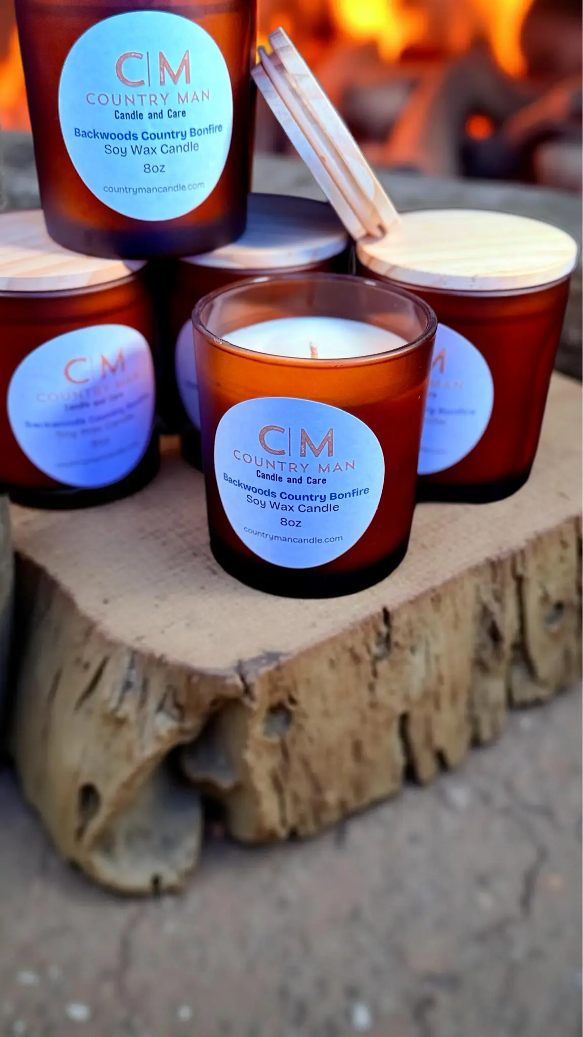 Backwoods Country Bonfire Soy Wax Candle (8oz) Country Man Candle and Care