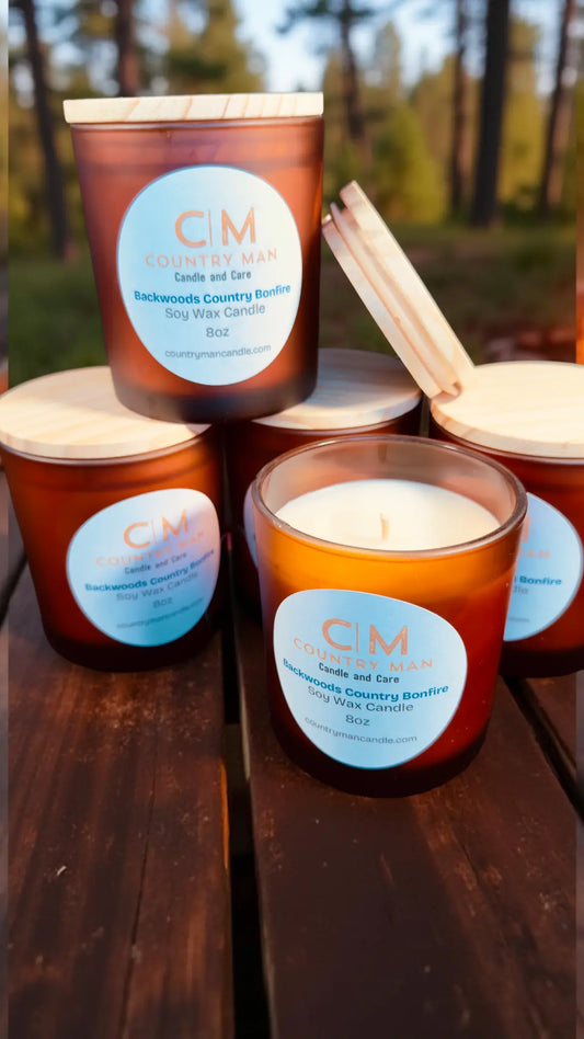 Backwoods Country Bonfire Soy Wax Candle (8oz) Country Man Candle and Care