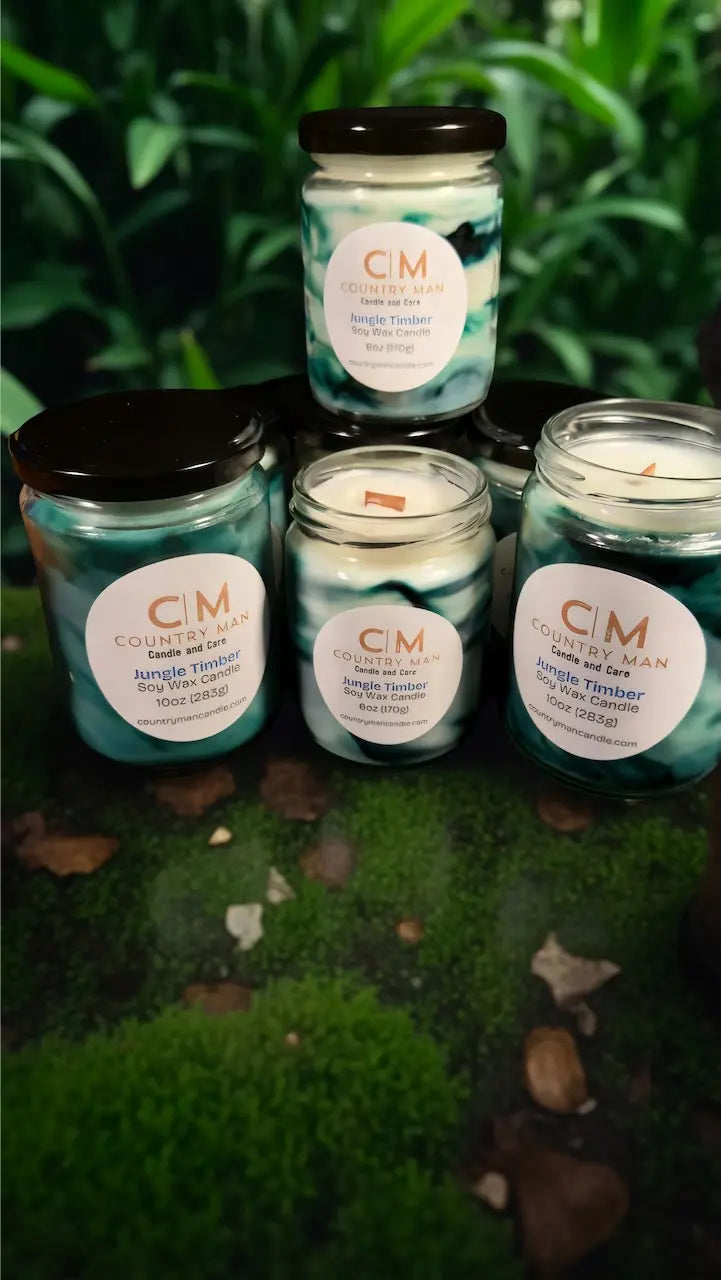 Jungle Timber Soy Wax Candle (10oz) Country Man Candle and Care