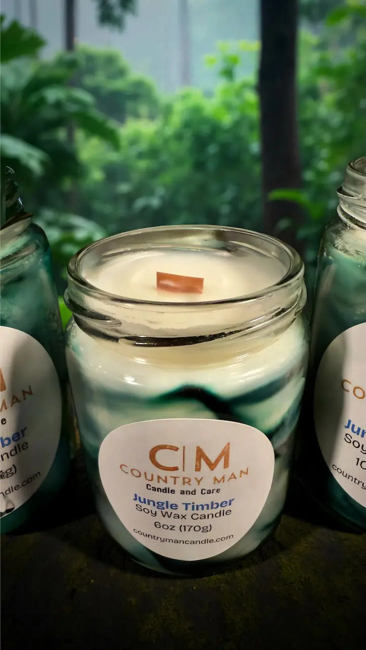 Jungle Timber Soy Wax Candle (10oz) Country Man Candle and Care