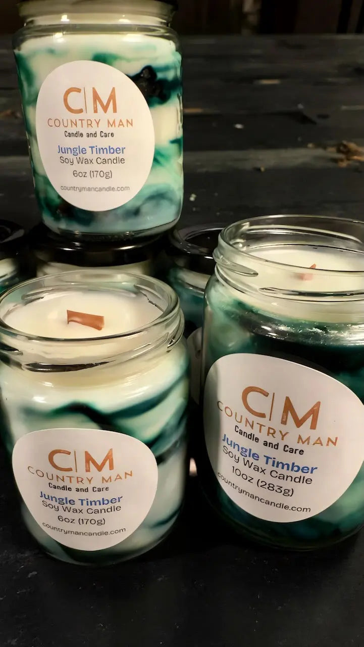 Jungle Timber Soy Wax Candle (10oz) Country Man Candle and Care