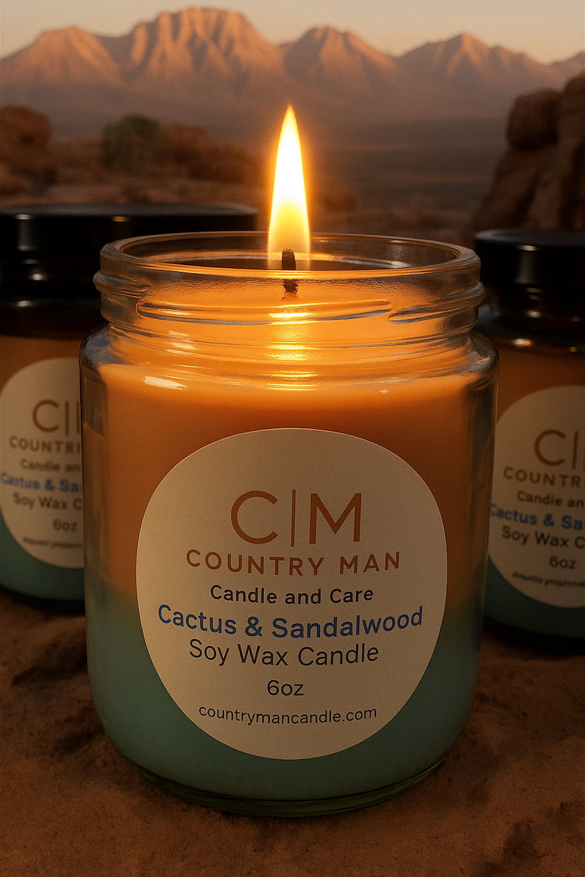 Cactus and Sandalwood soy wax candle