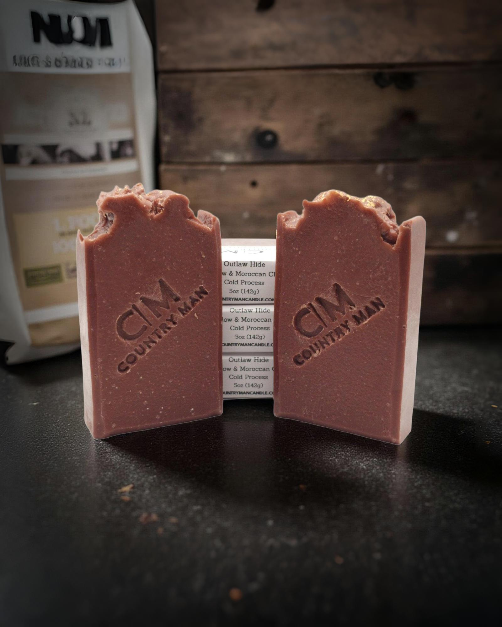Outlaw Hide tallow soap with red Moroccan clay